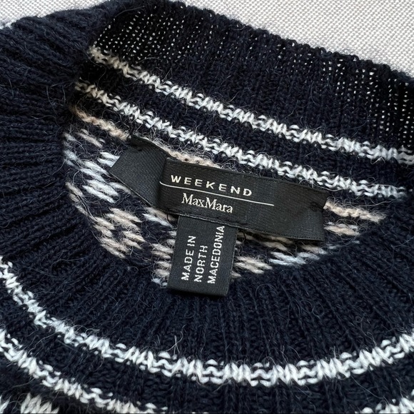 Max Mara Weekend Intarsia Knit Crew Neck Crop Sweater - Picture 4 of 5